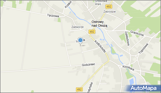 Ostrowy nad Okszą, Konwaliowa, mapa Ostrowy nad Okszą