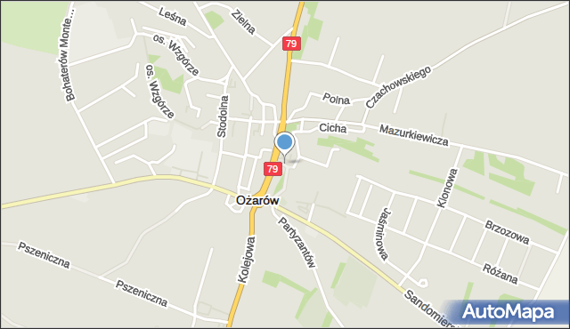 Ożarów powiat opatowski, Kościelna, mapa Ożarów powiat opatowski