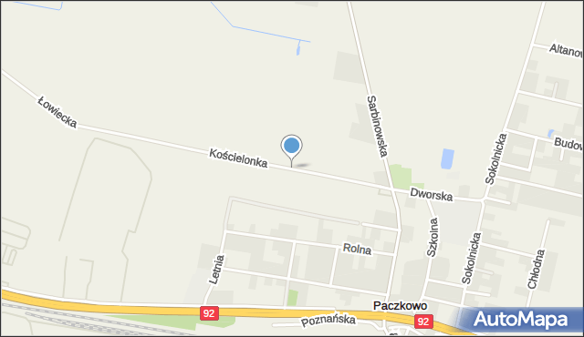 Paczkowo gmina Swarzędz, Kościelonka, mapa Paczkowo gmina Swarzędz