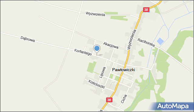 Pawłowiczki, Korfantego Wojciecha, mapa Pawłowiczki