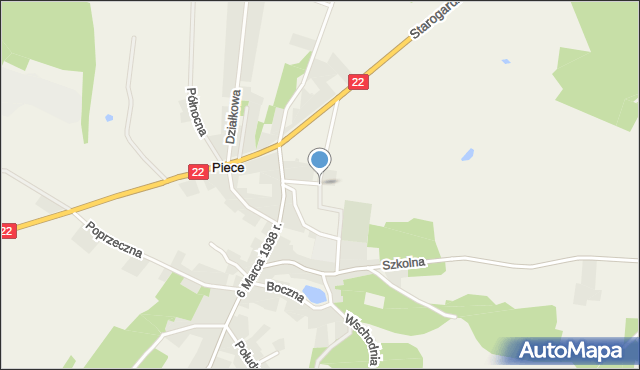 Piece gmina Kaliska, Kościelna, mapa Piece gmina Kaliska