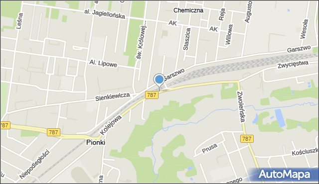 Pionki, Kolejowa, mapa Pionki