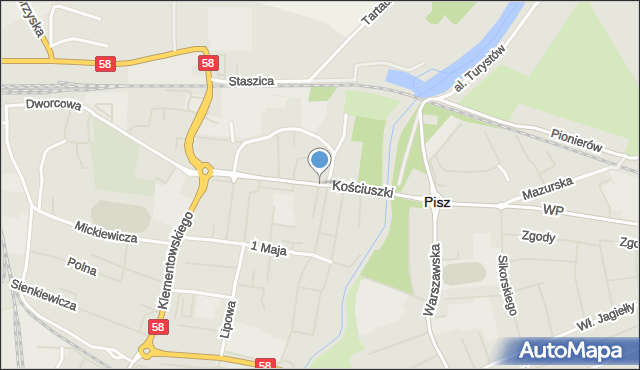 Pisz, Kościuszki Tadeusza, gen., mapa Pisz