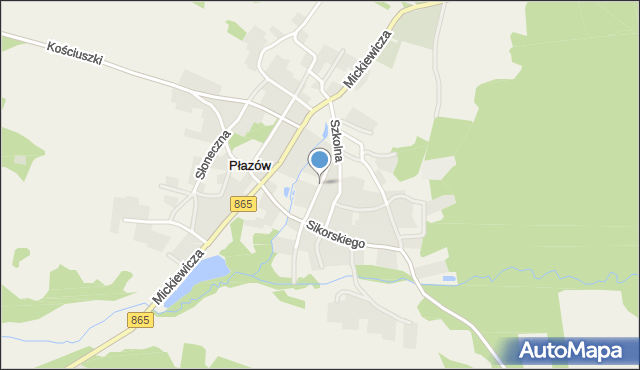 Płazów, Kościelna, mapa Płazów