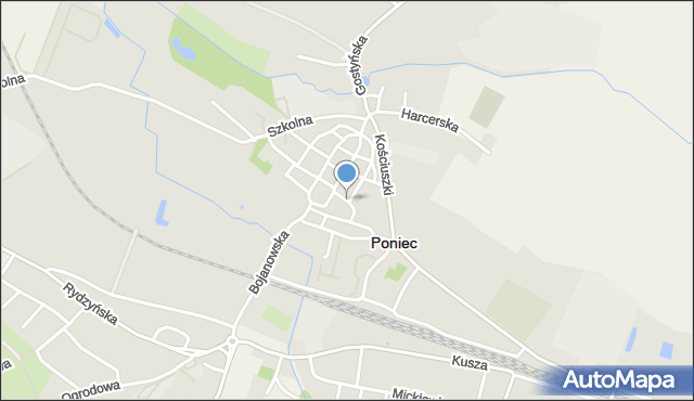 Poniec, Kościelna, mapa Poniec