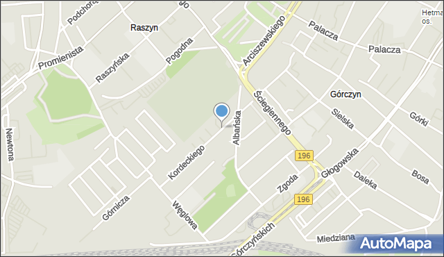 Poznań, Kordeckiego Augustyna, ks., mapa Poznania