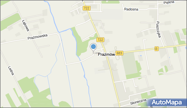 Prażmów powiat piaseczyński, Kościelna, mapa Prażmów powiat piaseczyński