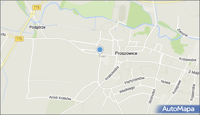 Proszowice, Kosynierów, mapa Proszowice