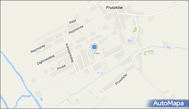 Pruszków gmina Blizanów, Kochanowskiego Jana, mapa Pruszków gmina Blizanów