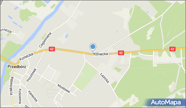 Przedbórz powiat radomszczański, Konecka, mapa Przedbórz powiat radomszczański