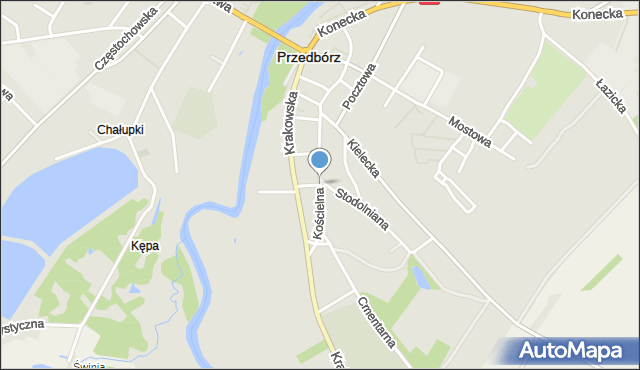 Przedbórz powiat radomszczański, Kościelna, mapa Przedbórz powiat radomszczański