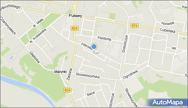 Puławy, Konrada, ppłk., mapa Puław