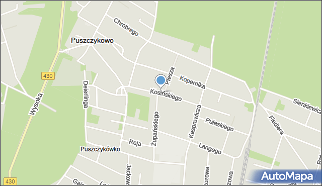 Puszczykowo powiat poznański, Kosińskiego Władysława, mapa Puszczykowo powiat poznański