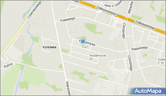 Radom, Kozłowskiego Dominika, mapa Radomia