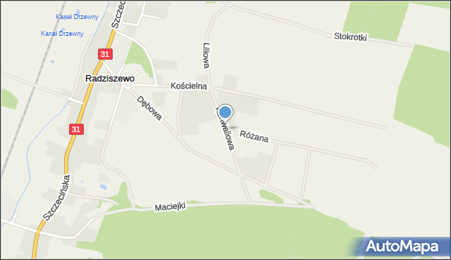 Radziszewo gmina Gryfino, Konwaliowa, mapa Radziszewo gmina Gryfino
