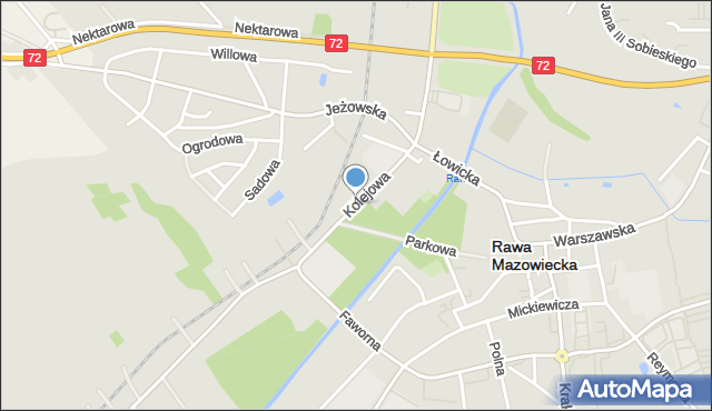 Rawa Mazowiecka, Kolejowa, mapa Rawa Mazowiecka