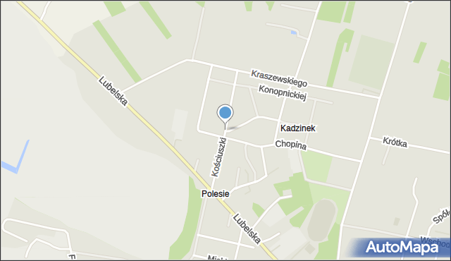 Rejowiec Fabryczny, Kościuszki Tadeusza, gen., mapa Rejowiec Fabryczny