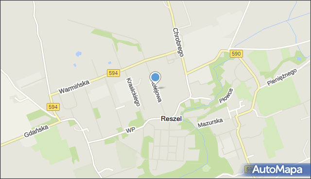 Reszel, Kolejowa, mapa Reszel