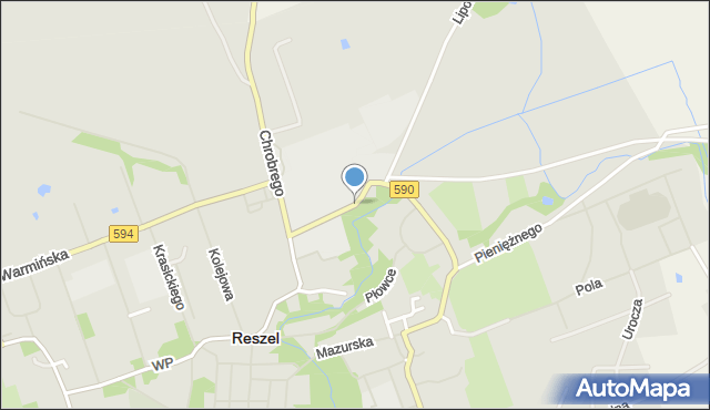 Reszel, Kościuszki Tadeusza, gen., mapa Reszel