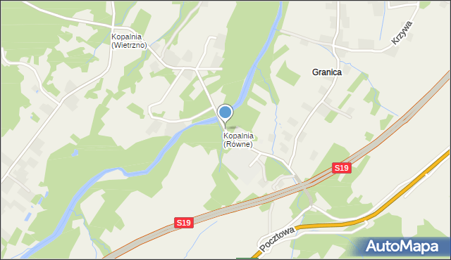 Równe gmina Dukla, Kopalniana, mapa Równe gmina Dukla