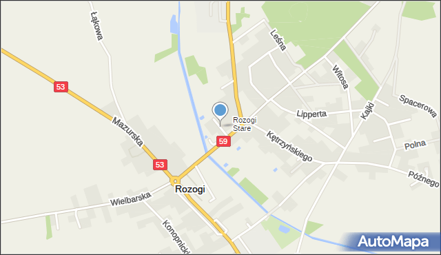 Rozogi powiat szczycieński, Konstytucji 3 Maja, mapa Rozogi powiat szczycieński