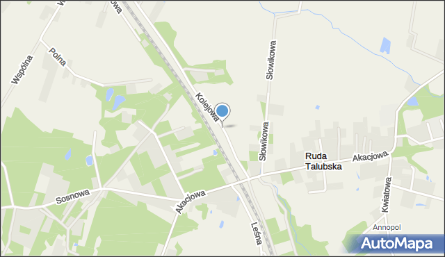 Ruda Talubska, Kolejowa, mapa Ruda Talubska