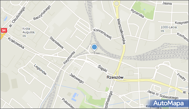 Rzeszów, Kordeckiego Augustyna, ks., mapa Rzeszów
