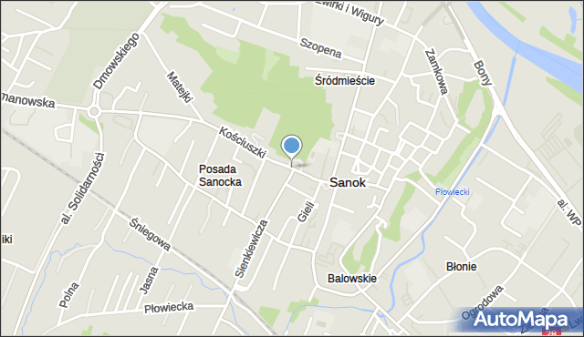 Sanok, Kościuszki Tadeusza, gen., mapa Sanok