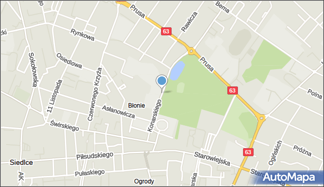Siedlce, Konarskiego Stanisława, mapa Siedlce