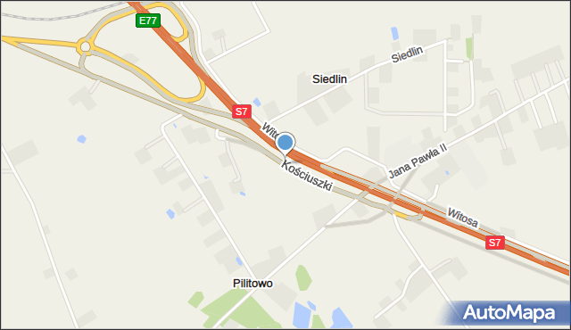 Siedlin, Kościuszki Tadeusza, gen., mapa Siedlin