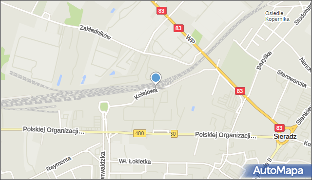 Sieradz, Kolejowa, mapa Sieradz