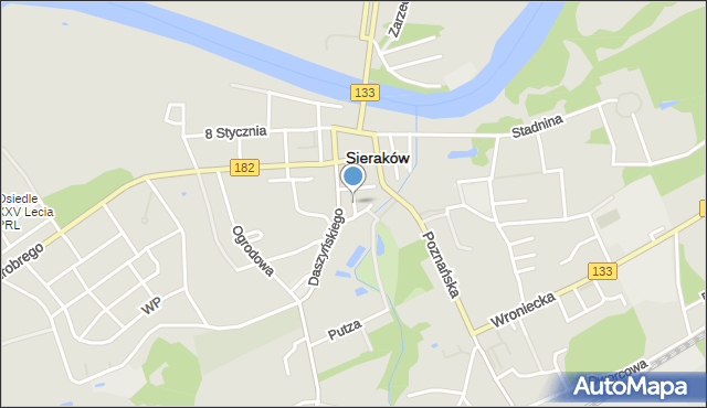 Sieraków powiat międzychodzki, Kowalska, mapa Sieraków powiat międzychodzki