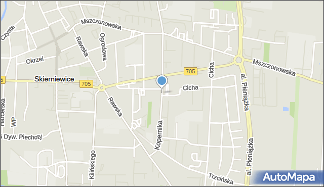 Skierniewice, Kopernika Mikołaja, mapa Skierniewic