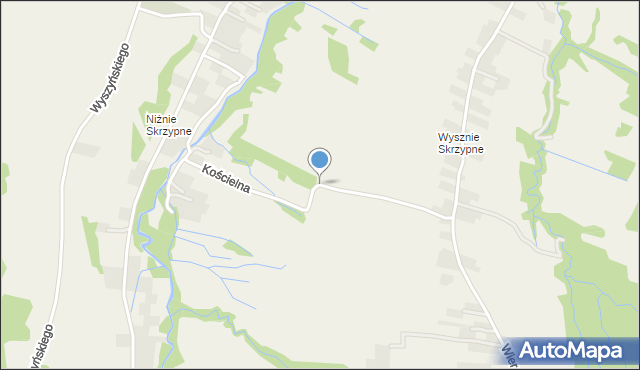 Skrzypne, Kościelna, mapa Skrzypne