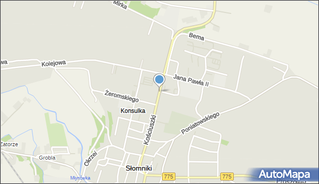 Słomniki, Kościuszki Tadeusza, gen., mapa Słomniki