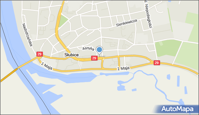 Słubice, Kościuszki Tadeusza, gen., mapa Słubice