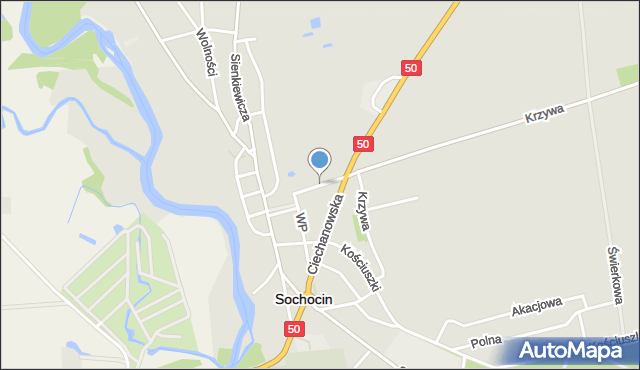 Sochocin, Kościelna, mapa Sochocin