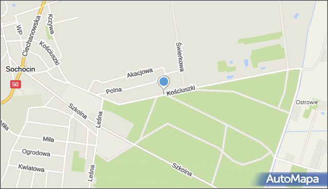 Sochocin, Kościuszki Tadeusza, gen., mapa Sochocin