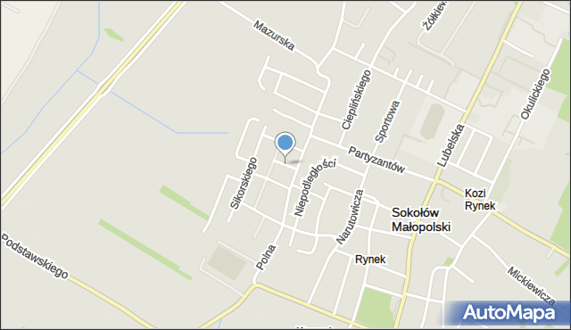 Sokołów Małopolski, Konopnickiej Marii, mapa Sokołów Małopolski