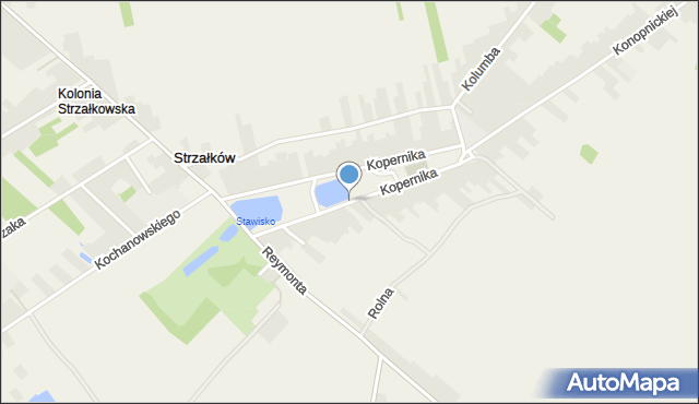 Strzałków gmina Radomsko, Kopernika Mikołaja, mapa Strzałków gmina Radomsko