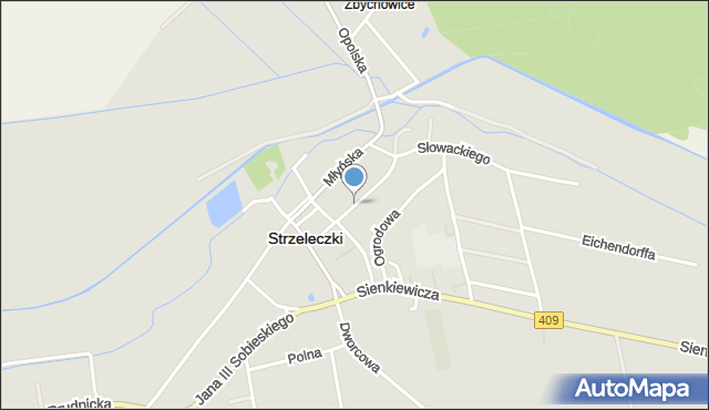 Strzeleczki, Kościelna, mapa Strzeleczki