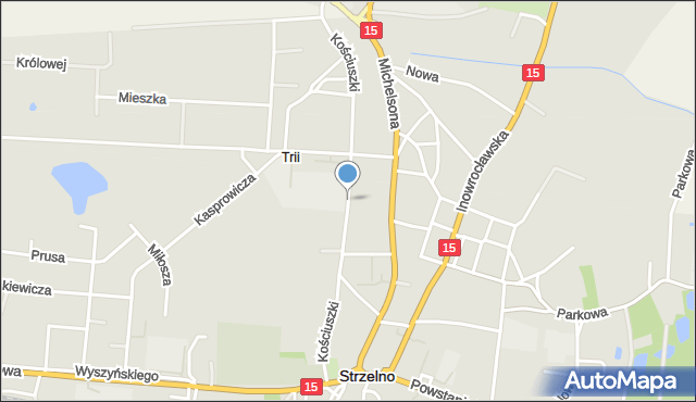 Strzelno powiat mogileński, Kościuszki Tadeusza, gen., mapa Strzelno powiat mogileński