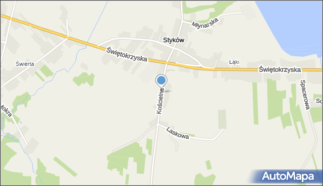 Styków gmina Brody, Kościelna, mapa Styków gmina Brody