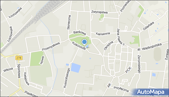 Sulechów powiat zielonogórski, Kościuszki Tadeusza, gen., mapa Sulechów powiat zielonogórski