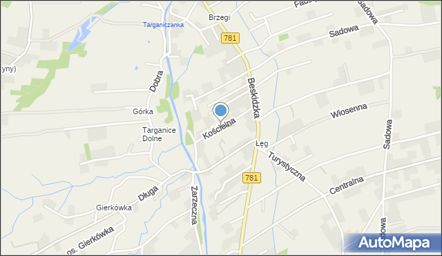 Sułkowice gmina Andrychów, Kościelna, mapa Sułkowice gmina Andrychów