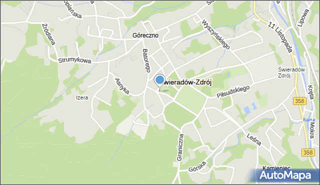 Świeradów-Zdrój, Kościelna, mapa Świeradów-Zdrój