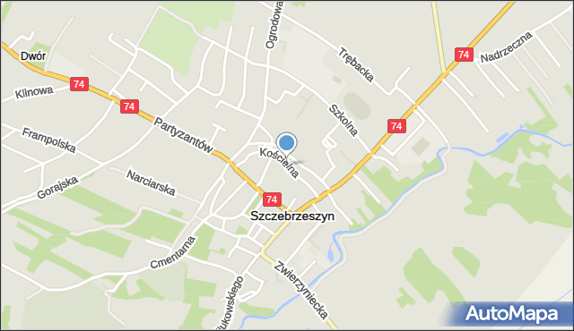 Szczebrzeszyn, Kościelna, mapa Szczebrzeszyn