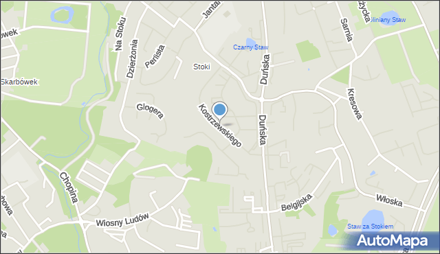 Szczecin, Kostrzewskiego Józefa, mapa Szczecina