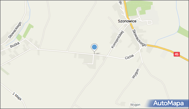 Szonowice, Konopnickiej Marii, mapa Szonowice
