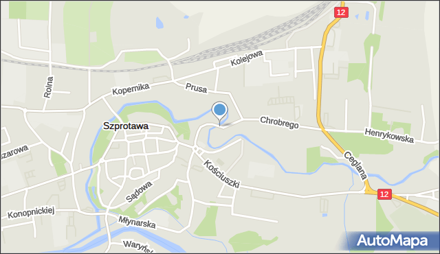Szprotawa, Kochanowskiego Jana, mapa Szprotawa